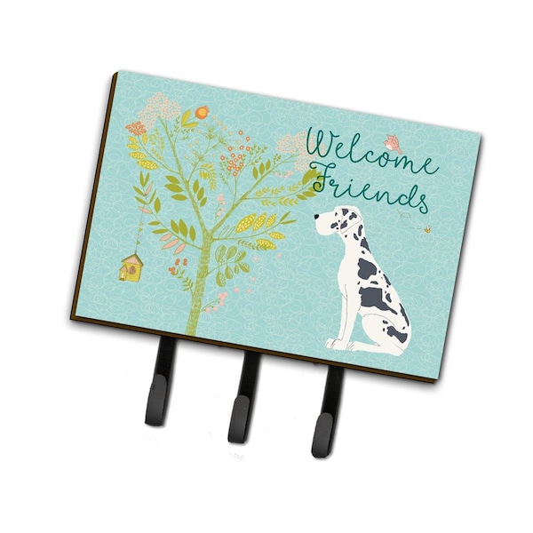 Carolines Treasures Welcome Friends Harlequin Great Dane Leash or Key Holder, 6 x 2 x 9 in. BB7590TH68 - main